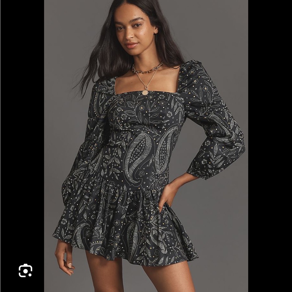 Maeve Black and White Bishop Sleeve Sundress originally 168